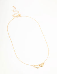 Gold Linked Solid Heart Necklace - link has visual effect only