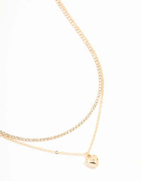 Gold Diamante & Puffy Heart Layered Necklace - link has visual effect only