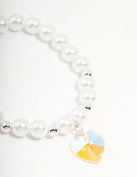 Beaded Pearl Heart Charm Bracelet - link has visual effect only