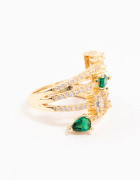 Gold Mixed Shape Green Cubic Zirconia Wrapped Ring - link has visual effect only