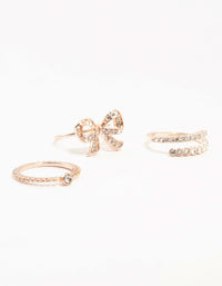 Rose Gold Precious Bow Rings 3-Pack - link has visual effect only