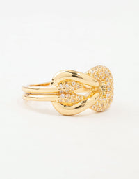 Gold Bold Diamante Knotted Ring - link has visual effect only