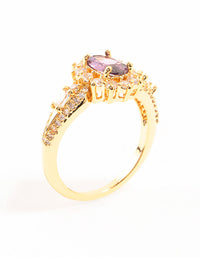 Gold Opulent Purple Cubic Zirconia Statement Ring - link has visual effect only