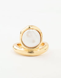 Gold Organic Pearl Band Ring - link has visual effect only