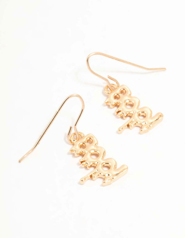 Gold Boo Drop Earrings