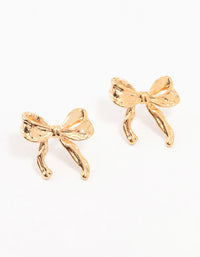 Waterproof Gold Plated Stainless Steel Molten Bow Stud Earrings - link has visual effect only