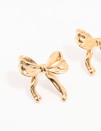 Waterproof Gold Plated Stainless Steel Molten Bow Stud Earrings - link has visual effect only