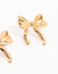 Waterproof Gold Plated Stainless Steel Molten Bow Stud Earrings - link has visual effect only