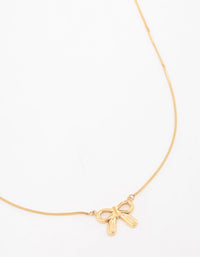 Waterproof Gold Plated Stainless Steel Pendant Bow Necklace - link has visual effect only