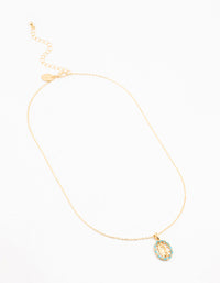 Gold Plated Blue Diamante Edge Mary Necklace - link has visual effect only