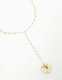 Gold Plated Pearl Heart Locket Necklace - link has visual effect only