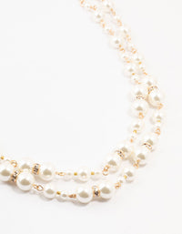 Beaded Metallic Pearl Layered Necklace - link has visual effect only