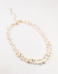 Beaded Metallic Pearl Layered Necklace - link has visual effect only