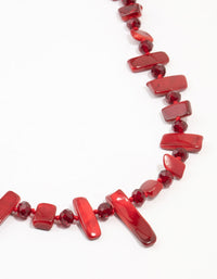 Red Beaded Layered Necklace - link has visual effect only