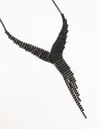 Black Coated Cup Chain Cascading Y-Necklace - link has visual effect only