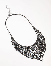 Black Coated Diamante Lace Pattern Necklace - link has visual effect only