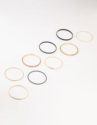 Gold Diamante Thin & Thick Bangles 9-Pack - link has visual effect only