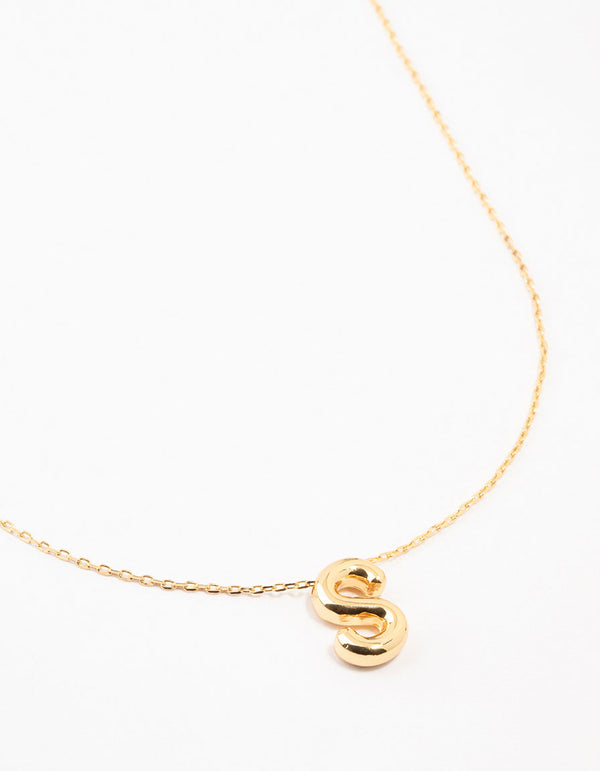 Gold Plated Bubble S Letter Necklace