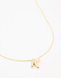 Gold Plated Bubble Letter K Necklace - link has visual effect only