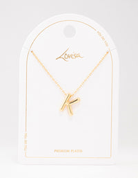 Gold Plated Bubble Letter K Necklace - link has visual effect only