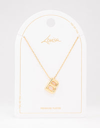 Gold Plated Bubble Letter B Necklace - link has visual effect only