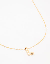 Gold Plated Bubble Letter L Necklace - link has visual effect only