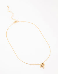 Gold Plated Bubble R Letter Necklace - link has visual effect only