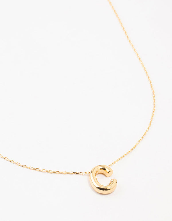 Gold Plated Bubble Letter C Necklace