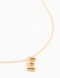 Gold Plated Bubble Letter E Necklace - link has visual effect only