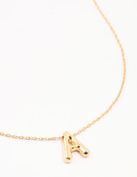 Gold Plated Bubble Letter A Necklace - link has visual effect only