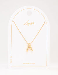 Gold Plated Bubble Letter A Necklace - link has visual effect only