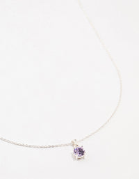 Silver Purple Solitaire Czech Bohemia Crystal Necklace - link has visual effect only