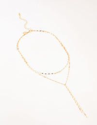 Gold Plated Flat Cable Layered Y-Necklace - link has visual effect only