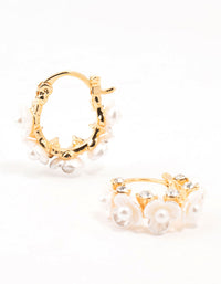 Gold Plated Mini Acrylic Flower Hoop Earrings - link has visual effect only