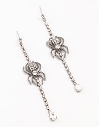 Gunmetal Spider Cup Chain Drop Earrings - link has visual effect only