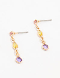 Gold Mixed Round & Marquise Purple Diamante Crystal Earrings 3-Pack - link has visual effect only