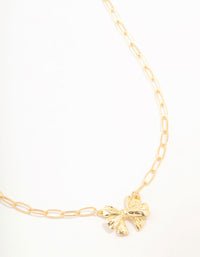 Real Gold Plated Bow Link Necklace - link has visual effect only