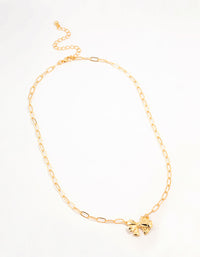 Real Gold Plated Bow Link Necklace - link has visual effect only