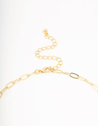 Real Gold Plated Bow Link Necklace - link has visual effect only