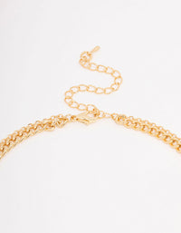 Gold Plated Diamante Curb Chain Layered Necklace - link has visual effect only