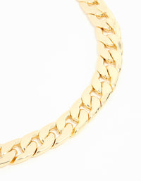 Gold Plated Flat Curb Chain Bracelet - link has visual effect only