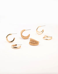 Gold Sleek & Woven Hoop Earrings 3-Pack - link has visual effect only