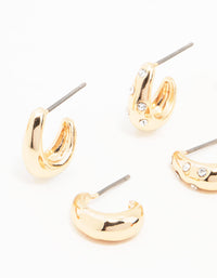 Gold Hoop Huggie Earrings 3-Pack - link has visual effect only