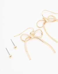 Gold Bow Earrings 3-Pack - link has visual effect only