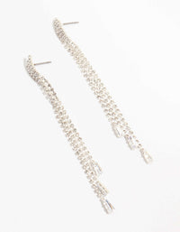 Diamante Cup Chain Drop Silver Earrings - link has visual effect only