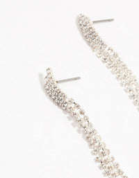 Diamante Cup Chain Drop Silver Earrings - link has visual effect only