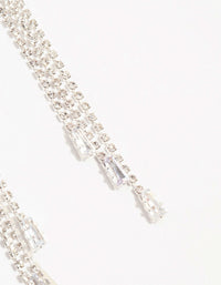 Diamante Cup Chain Drop Silver Earrings - link has visual effect only