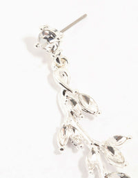 Diamante Leaf Drop Silver Earrings - link has visual effect only