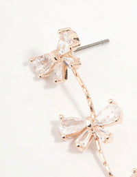 Rose Gold Mini Bow Cubic Zirconia Drop Earrings - link has visual effect only