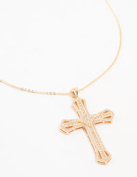 Gold Radiant Cubic Zirconia Cross Necklace - link has visual effect only